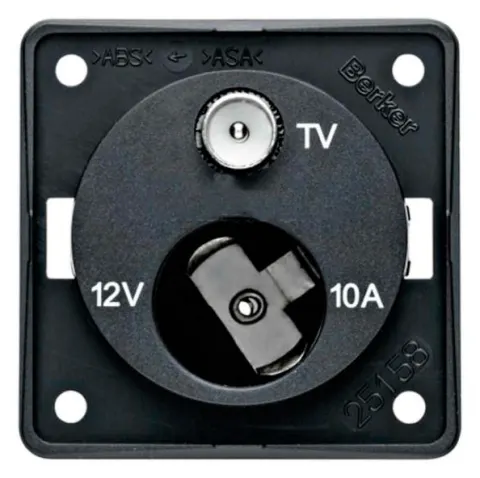 Toma Berker para encastrar de antena TV y 12V