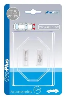 Bombilla para coche de 12V 1,2W T5 W2x4,6d, 2 piezas
