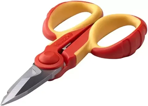 Tijeras electricista Fumasi de Acero Vanadio con cuchillas microdentadas 5,75″ 145 mm.