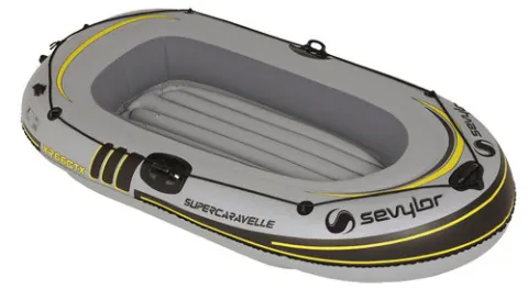 Barco de remo SUPERCARAVELLE, gris, con 2 remos + bomba de pie