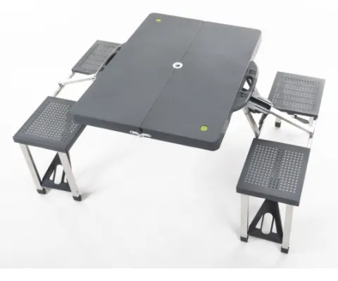 Mesa de picnic con asientos plegable negra