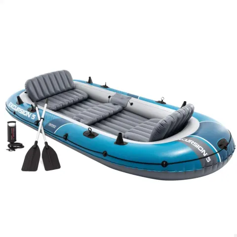 Barca hinchable excursion 5 intex con remos, hinchador y asientos hinchables