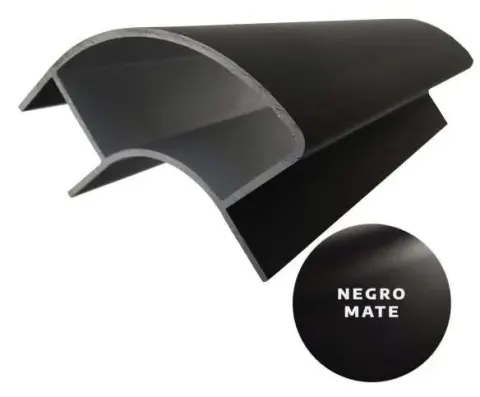 Perfil Aluminio Ángulo Abierto Con Borde Negro Mate 2m