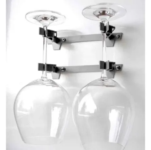 Portavasos doble para copas de vino tinto color gris 2 piezas