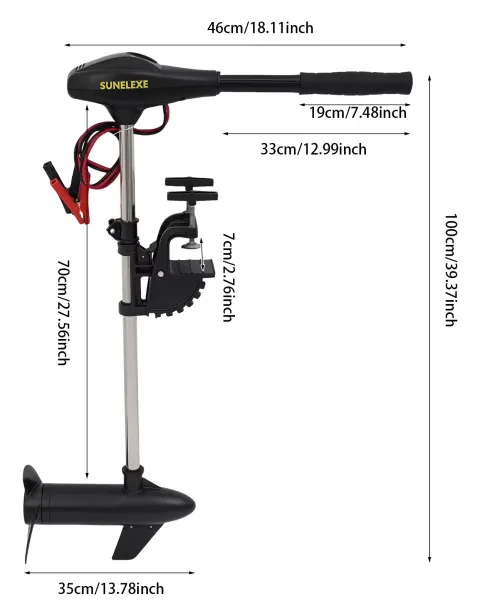 Potente motor de arrastre eléctrico de empuje de 40 libras, 5 velocidades hacia adelante, ajustable y duradero para pescar y botes inflables