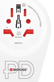 Skross Enchufe De Viaje Mundo Naar USA USB C20