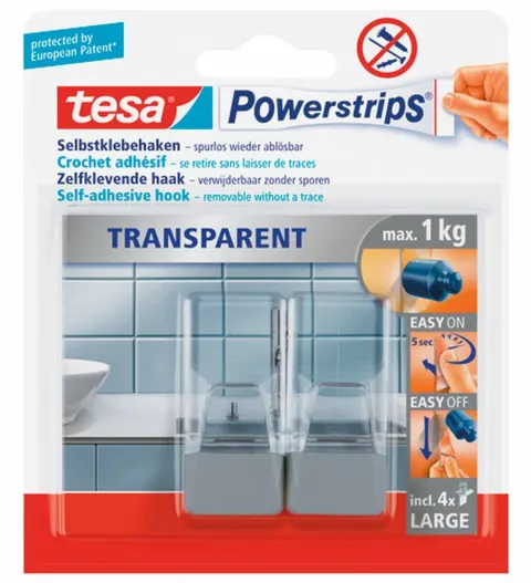 Ganchos bimateriales rectangulares Powerstrips TESA