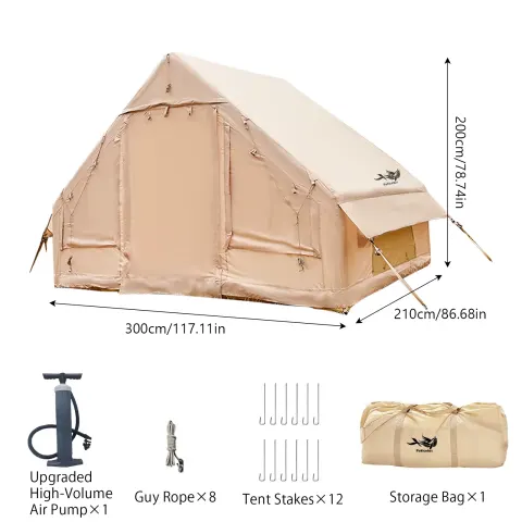 Carpa Inflable PAKICETUS con Claraboya, Carpas Inflables de Rápida Instalación con Bomba, Carpa Familiar de Lujo para 4-6 Personas