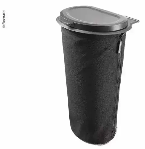 Papelera plegable para basura Flextrash NEGRA multifunción 9 litros, camping caravaning – Ref. 915629