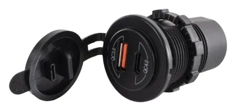 Toma doble USB-A y USB-C serie black
