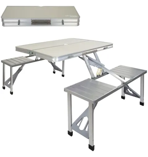 Mesa plegable de camping con bancos Aktive