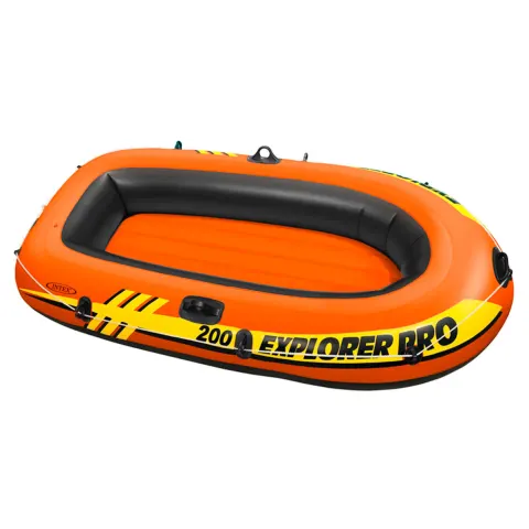 Barca Hinchable Explorer Pro Individual y en Grupo – Suelo Acolchado Acanelado, Válvula Rápida de Inflado/Desinflado, Asa de Transporte y Cuerda de Sujeción Perimetral, Color Naranja Alto Contraste