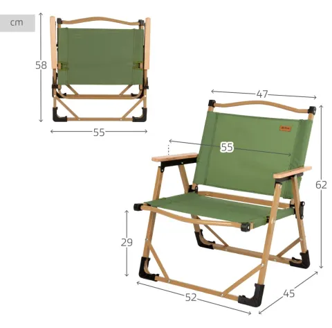 Aktive Silla plegable baja glamping verde acero