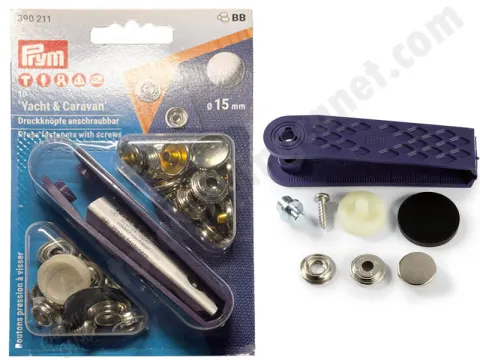 Broches Macho/tejido y Hembra/pared (D.15MM) 10 Piezas PRYM