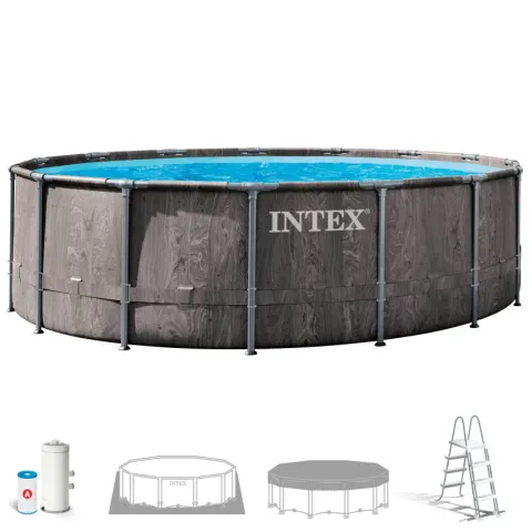 Piscina desmontable intex prism frame greywood 4,6 metros + depuradora