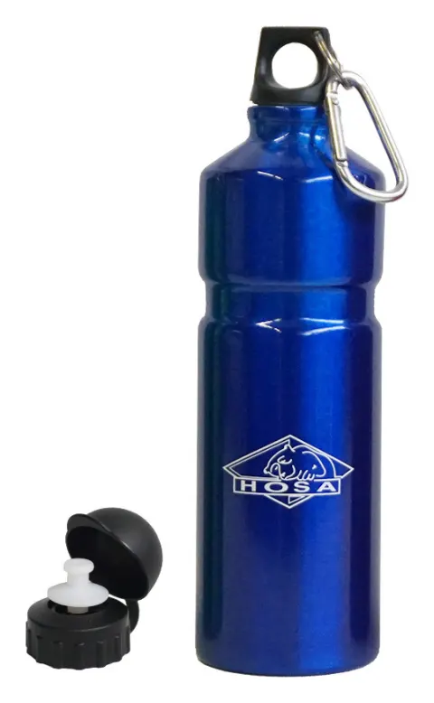 Hosa Aluminio Mosquetón 750 ml azul – Botella cantimplora tapón argolla
