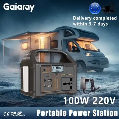 Gaiaray 100W 200W 300W 500W Generador Solar Portátil, Banco de Energía, Estación de Energía AC110V 220V con Función UPS, Banco de Energía de Emergencia para Exteriores, para RV y Camping, Todo en Uno