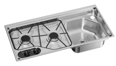 Placa de cocina de dos fuegos y fregadero der. Dometic 700 x 350 mm