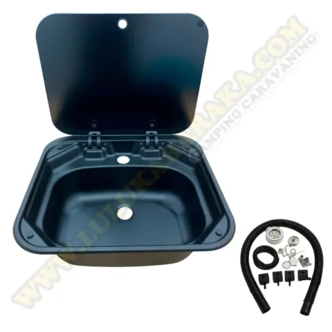 Fregadero tapa cristal 420×370 negro
