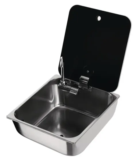 Washbone Angular de acero inoxidable con cubierta de vidrio