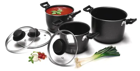 Camping Pot Set 6 partes, aluminio, gris oscuro