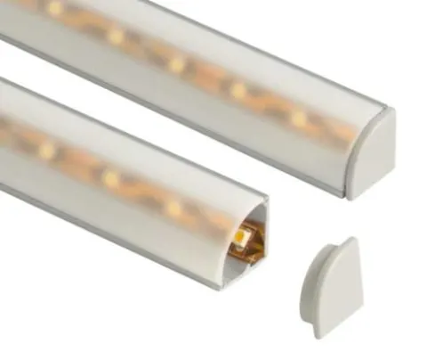Perfil de esquina de aluminio 1.5m de largo, cubierta + clips;Para cintas LED