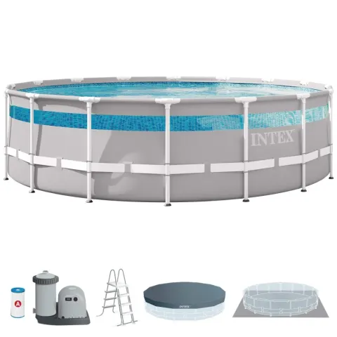 Piscina desmontable redonda intex prism frame clearview ventana panorámica 5 metros