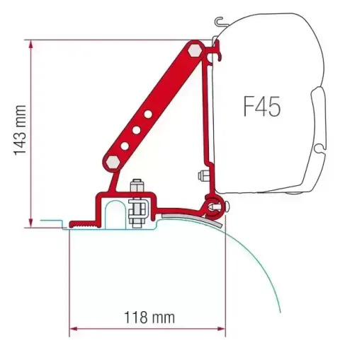 Kit 2 soportes fijación toldo F45 Y F7O para Fiat Ducato, Citroen Jumper y Peugeot Boxer – Ref. 43316