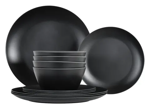 Obelink Matt Black vajilla de 12 piezas