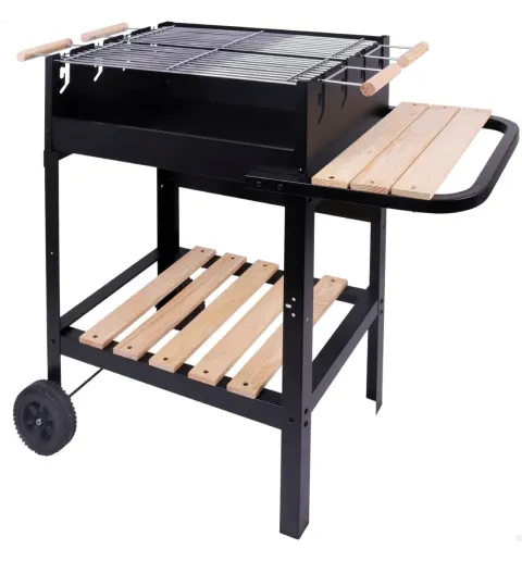 Barbacoa carbón portátil madera doble parrilla Aktive